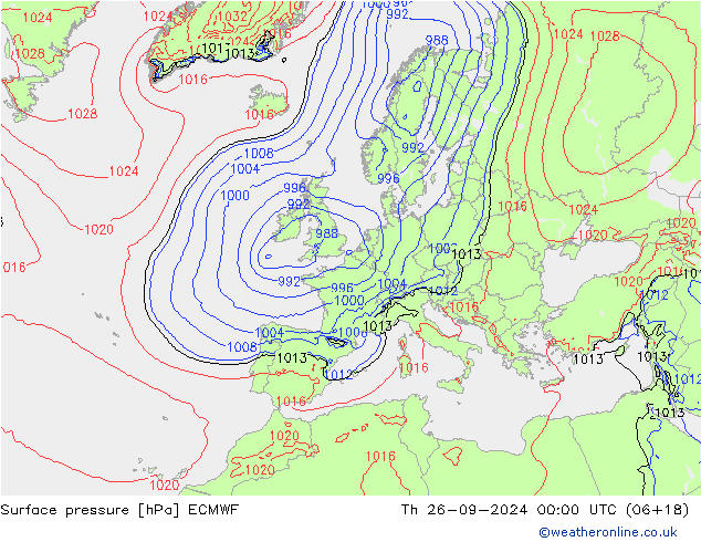 ciśnienie ECMWF czw. 26.09.2024 00 UTC