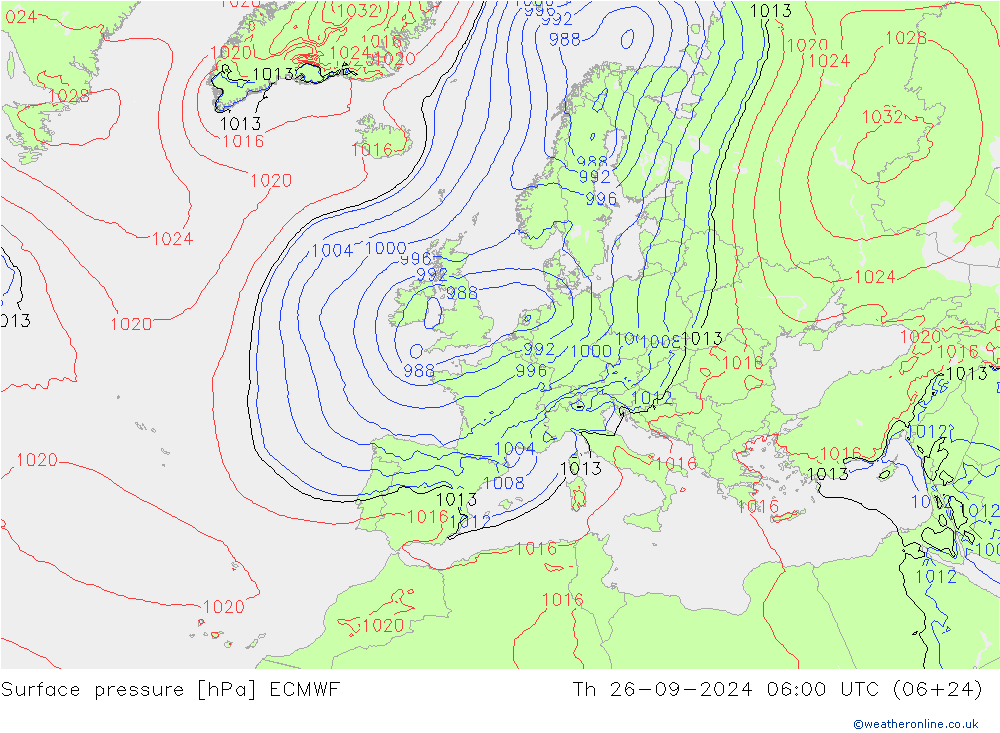 Yer basıncı ECMWF Per 26.09.2024 06 UTC