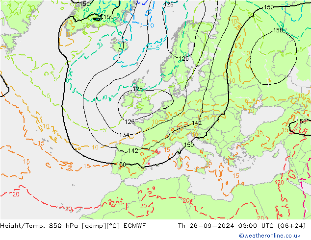 Height/Temp. 850 hPa ECMWF Th 26.09.2024 06 UTC