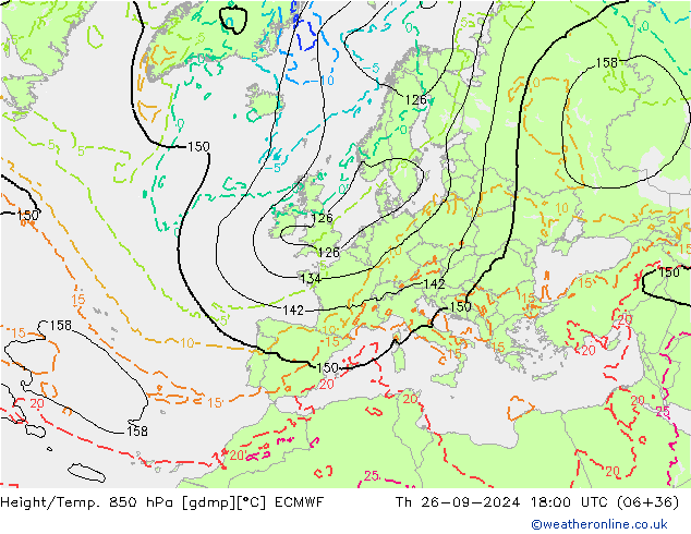 Height/Temp. 850 hPa ECMWF  26.09.2024 18 UTC