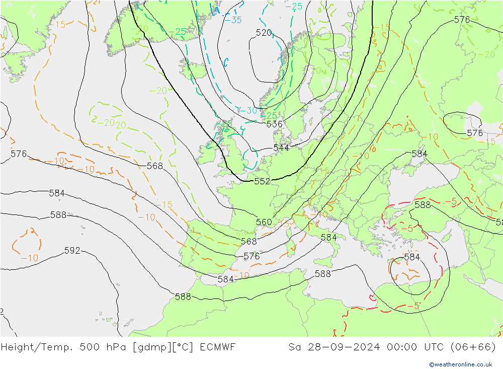 Z500/Rain (+SLP)/Z850 ECMWF sab 28.09.2024 00 UTC