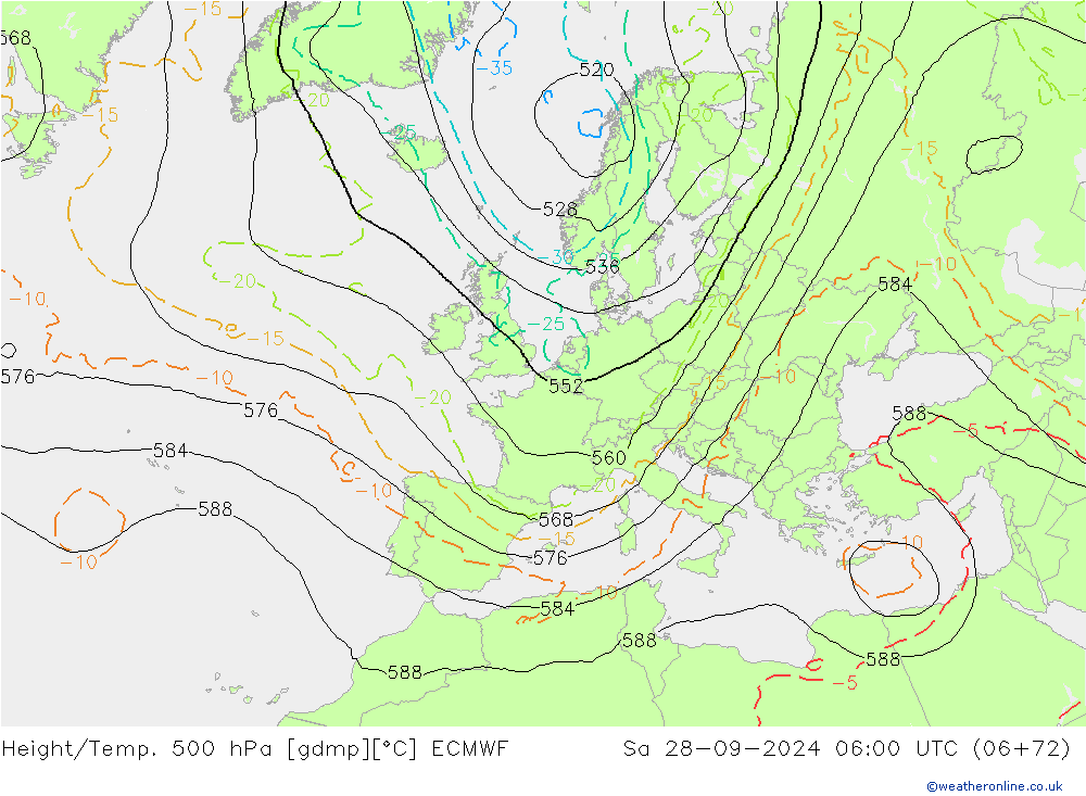 Height/Temp. 500 hPa ECMWF Sáb 28.09.2024 06 UTC