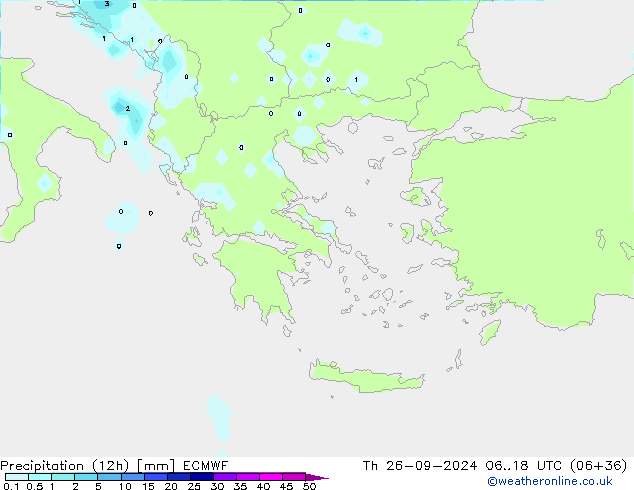 Precipitation (12h) ECMWF Th 26.09.2024 18 UTC