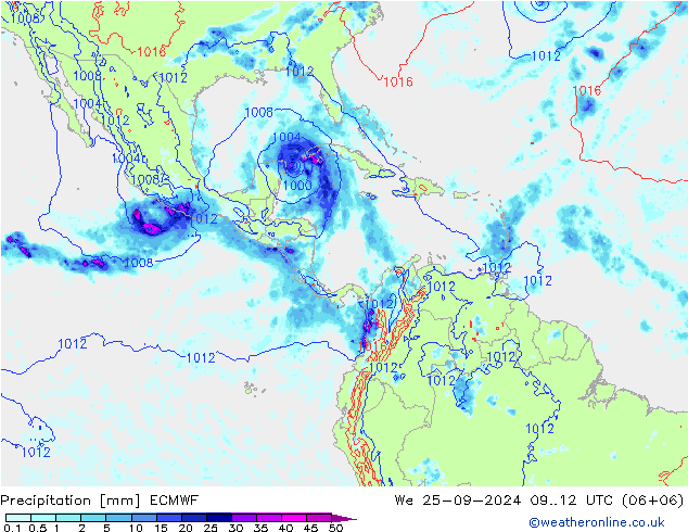 Niederschlag ECMWF Mi 25.09.2024 12 UTC