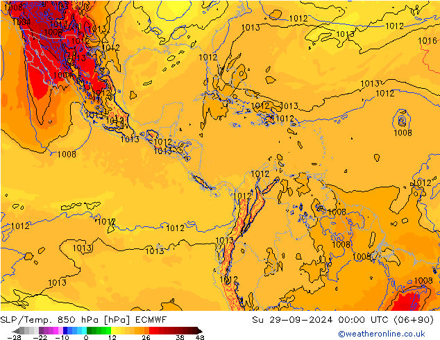 SLP/Temp. 850 hPa ECMWF Dom 29.09.2024 00 UTC