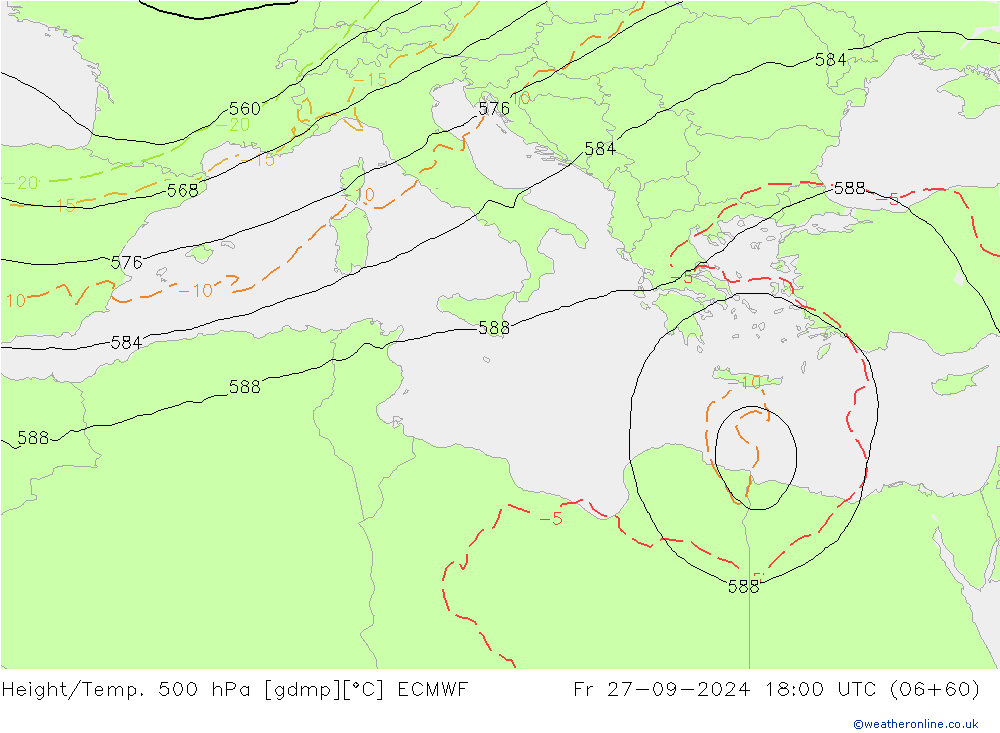 Geop./Temp. 500 hPa ECMWF vie 27.09.2024 18 UTC