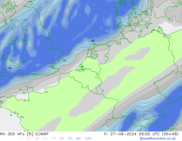 RH 300 hPa ECMWF ven 27.09.2024 06 UTC