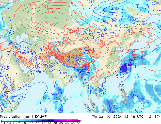 Neerslag ECMWF wo 02.10.2024 18 UTC