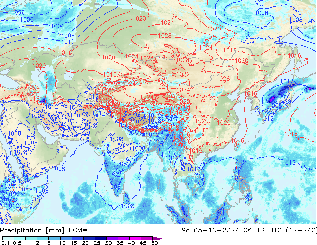 Precipitation ECMWF Sa 05.10.2024 12 UTC