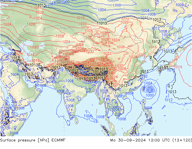 Presión superficial ECMWF lun 30.09.2024 12 UTC