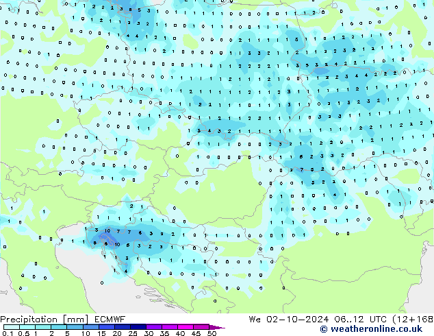 Precipitation ECMWF We 02.10.2024 12 UTC