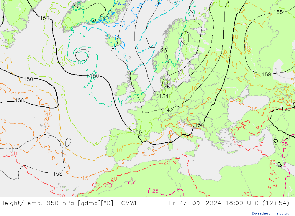 Z500/Rain (+SLP)/Z850 ECMWF ven 27.09.2024 18 UTC