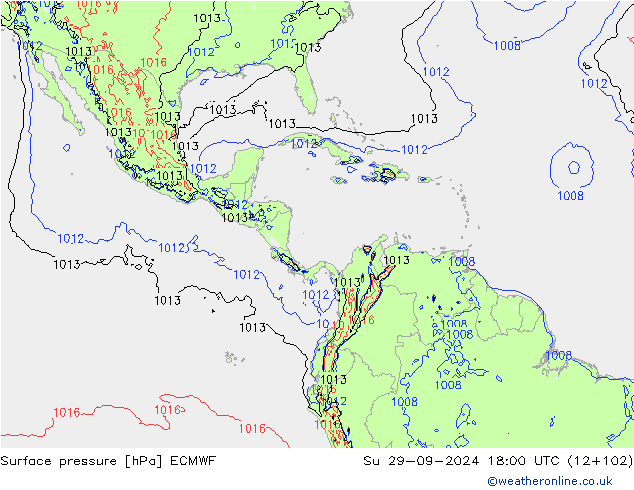 приземное давление ECMWF Вс 29.09.2024 18 UTC