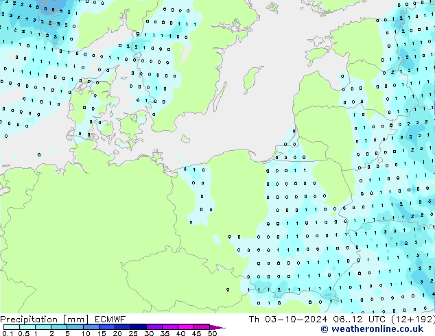 Precipitation ECMWF Th 03.10.2024 12 UTC