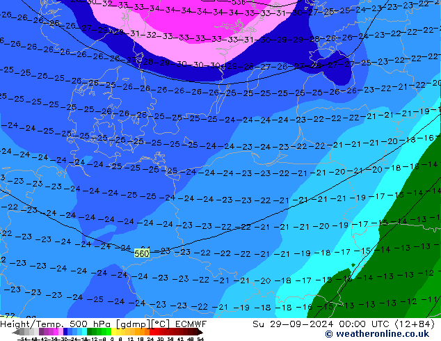 Z500/Rain (+SLP)/Z850 ECMWF dim 29.09.2024 00 UTC