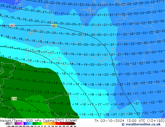 Z500/Rain (+SLP)/Z850 ECMWF Th 03.10.2024 12 UTC