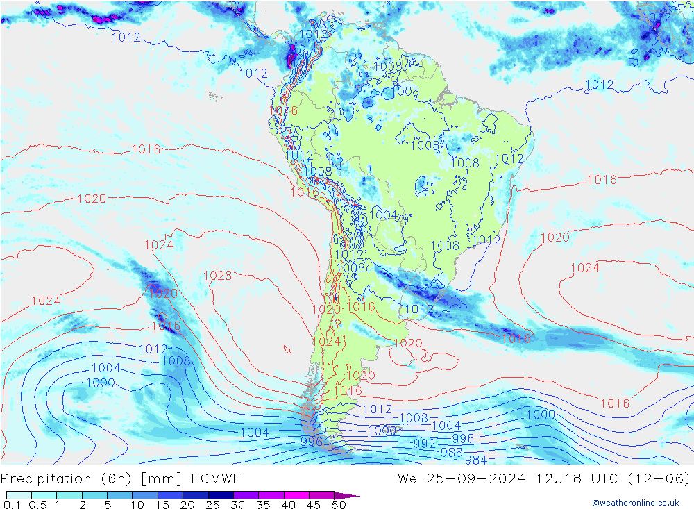 Z500/Rain (+SLP)/Z850 ECMWF mer 25.09.2024 18 UTC