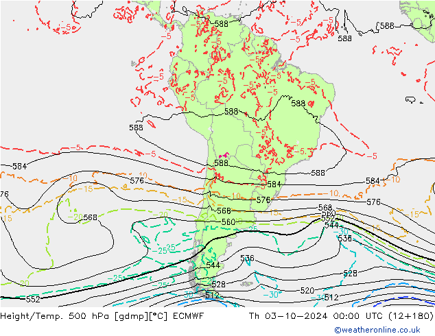 Z500/Rain (+SLP)/Z850 ECMWF Th 03.10.2024 00 UTC