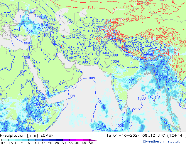 precipitação ECMWF Ter 01.10.2024 12 UTC