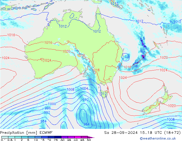 Precipitation ECMWF Sa 28.09.2024 18 UTC