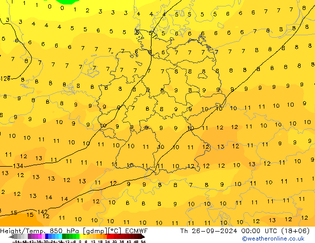 Z500/Rain (+SLP)/Z850 ECMWF gio 26.09.2024 00 UTC