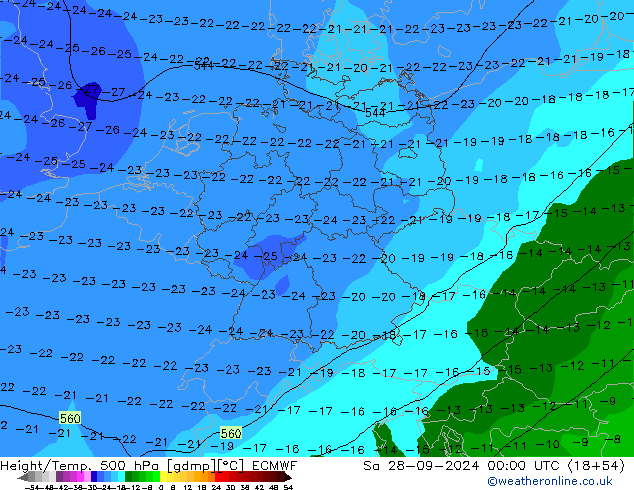 Z500/Rain (+SLP)/Z850 ECMWF sab 28.09.2024 00 UTC