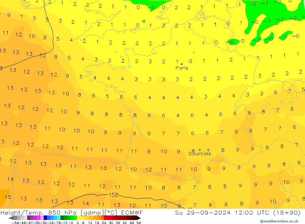 Z500/Rain (+SLP)/Z850 ECMWF  29.09.2024 12 UTC