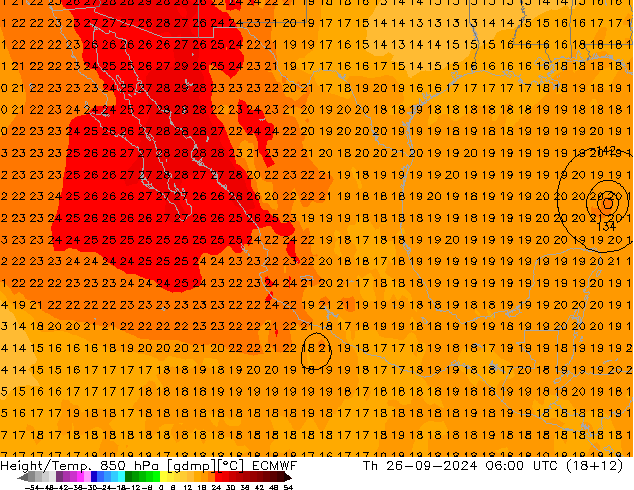 Z500/Rain (+SLP)/Z850 ECMWF jue 26.09.2024 06 UTC