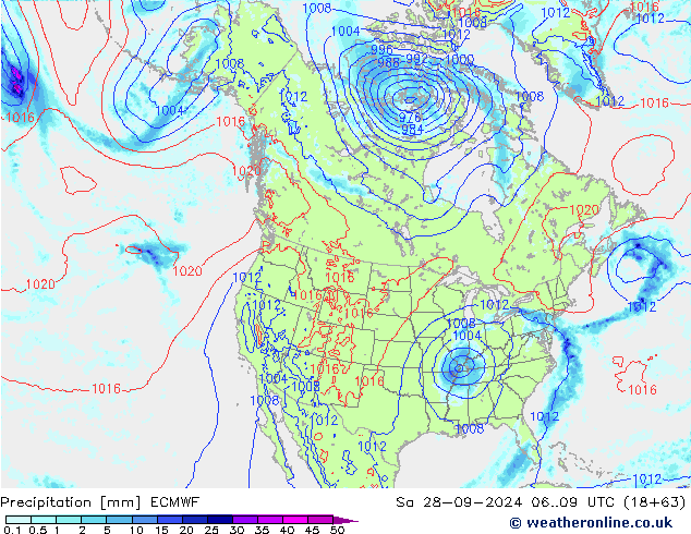 Precipitation ECMWF Sa 28.09.2024 09 UTC