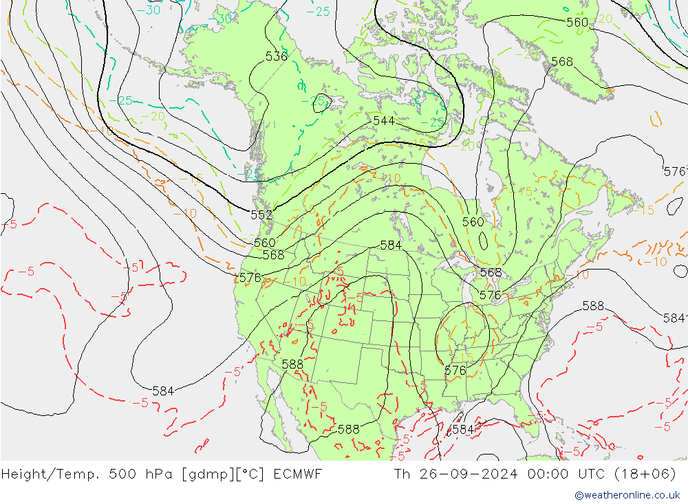 Z500/Rain (+SLP)/Z850 ECMWF gio 26.09.2024 00 UTC