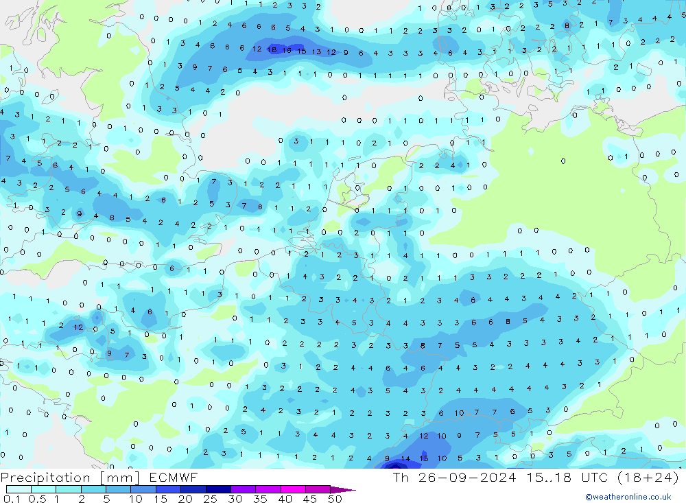 Precipitation ECMWF Th 26.09.2024 18 UTC