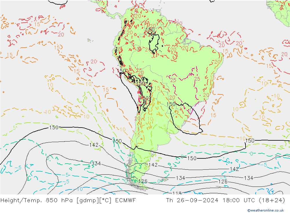 Z500/Rain (+SLP)/Z850 ECMWF Th 26.09.2024 18 UTC