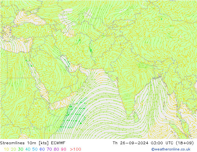 Stroomlijn 10m ECMWF do 26.09.2024 03 UTC