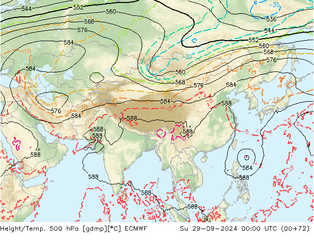 Height/Temp. 500 hPa ECMWF Su 29.09.2024 00 UTC