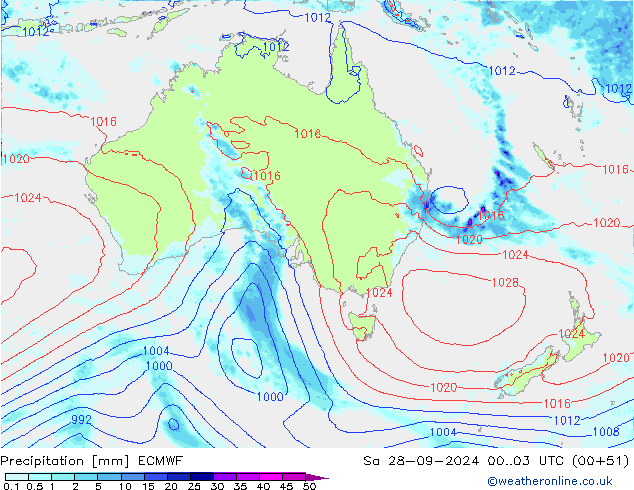 precipitação ECMWF Sáb 28.09.2024 03 UTC