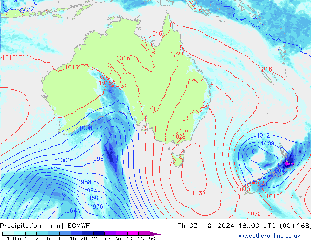 Srážky ECMWF Čt 03.10.2024 00 UTC