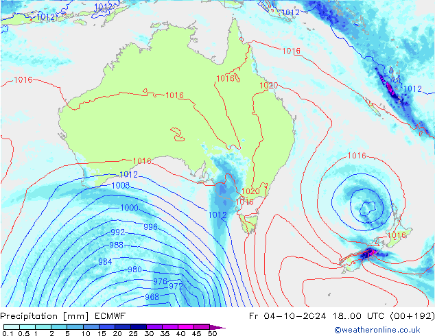 Precipitazione ECMWF ven 04.10.2024 00 UTC