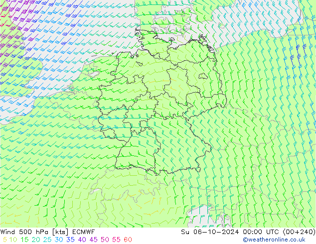 Wind 500 hPa ECMWF So 06.10.2024 00 UTC