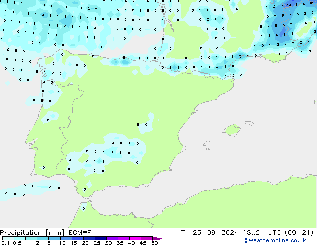 осадки ECMWF чт 26.09.2024 21 UTC