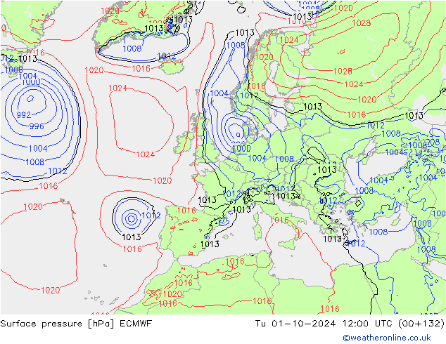 Pressione al suolo ECMWF mar 01.10.2024 12 UTC