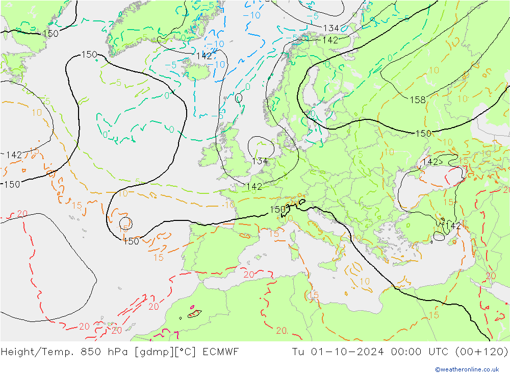 Z500/Rain (+SLP)/Z850 ECMWF Út 01.10.2024 00 UTC