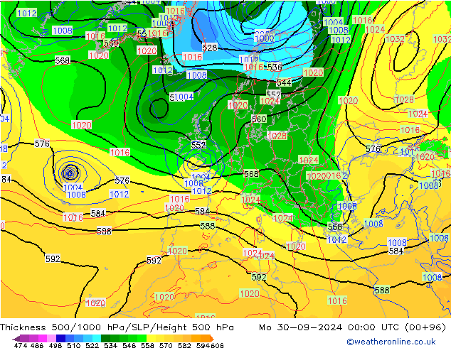 Thck 500-1000hPa ECMWF Mo 30.09.2024 00 UTC