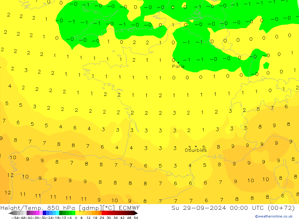 Z500/Rain (+SLP)/Z850 ECMWF Ne 29.09.2024 00 UTC