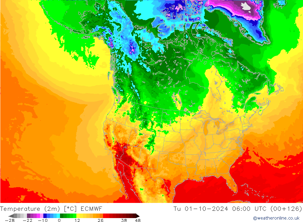 Temperatura (2m) ECMWF Ter 01.10.2024 06 UTC