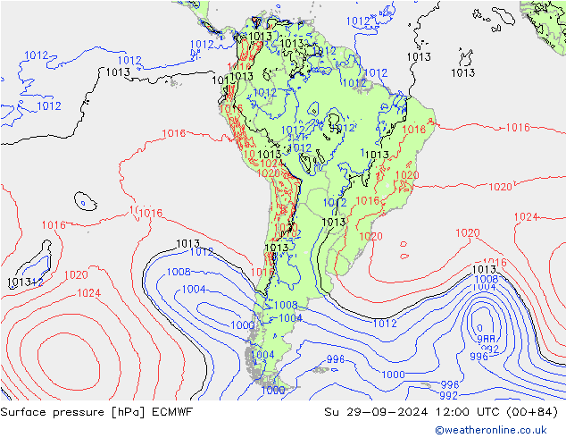 Yer basıncı ECMWF Paz 29.09.2024 12 UTC