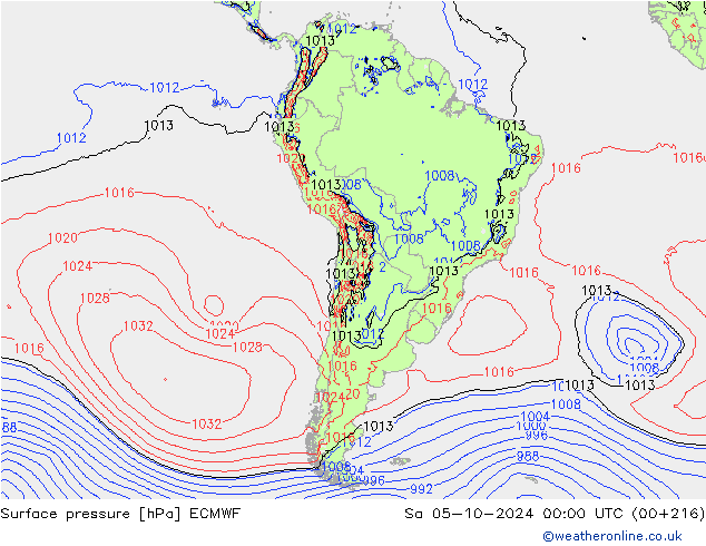 Atmosférický tlak ECMWF So 05.10.2024 00 UTC