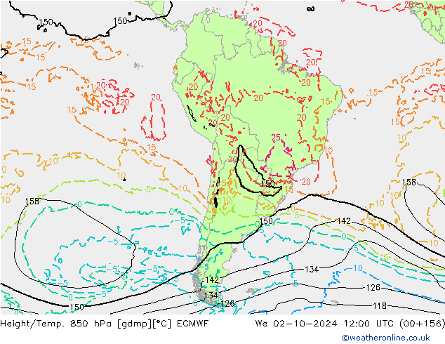 Z500/Rain (+SLP)/Z850 ECMWF mié 02.10.2024 12 UTC