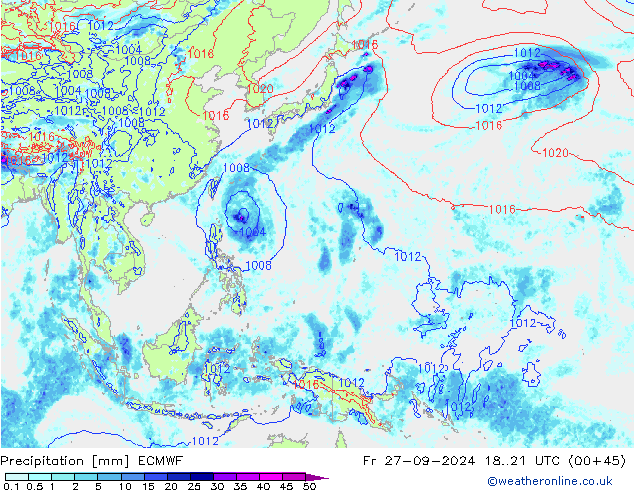 осадки ECMWF пт 27.09.2024 21 UTC