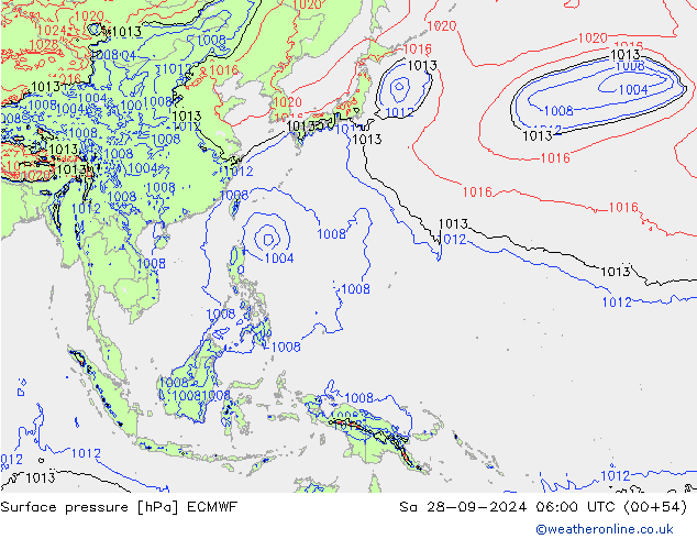 Atmosférický tlak ECMWF So 28.09.2024 06 UTC