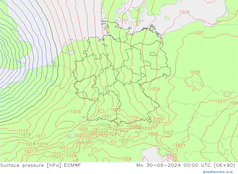 Pressione al suolo ECMWF lun 30.09.2024 00 UTC